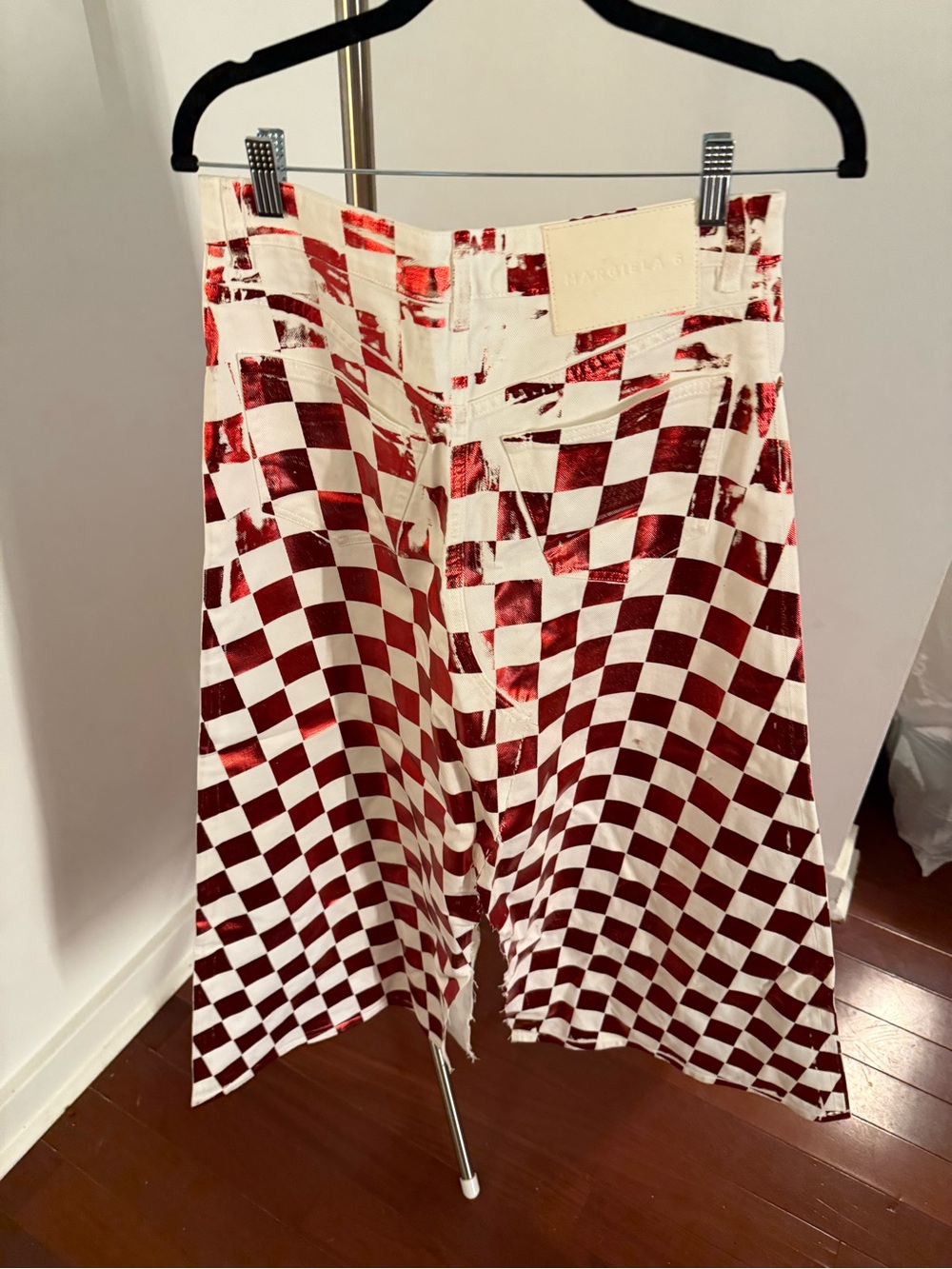 Maison Martin Margiela Red and White Checkerboard A-Line Maxi Skirt - Picture 5 of 7
